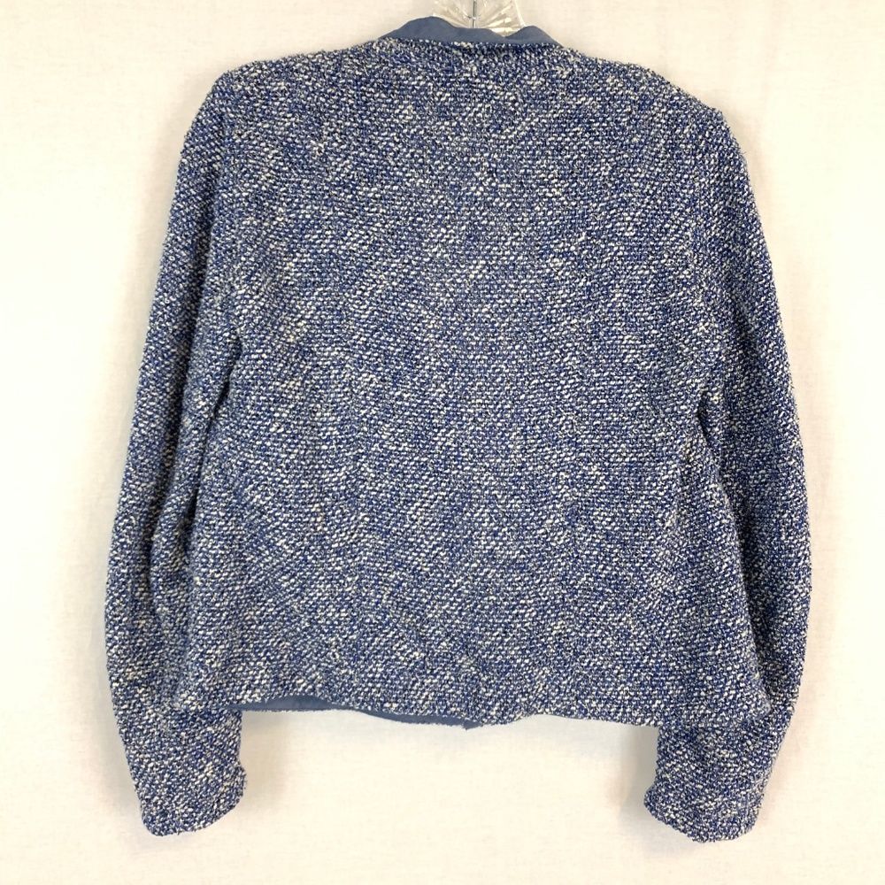 Talbots Blue Tweed Open Front Blazer Jacket - Picture 2 of 5